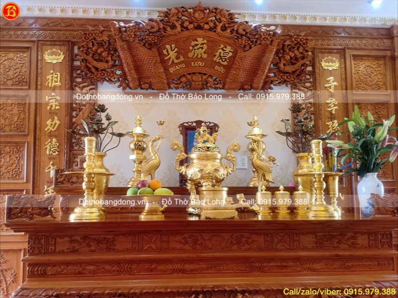 Bộ Đồ thờ dát vàng 9999 70cm cho khách Tp. HCM