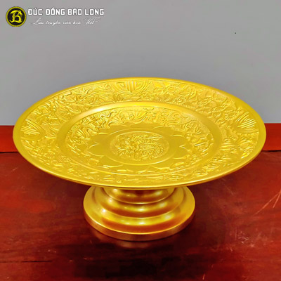 Mâm Bồng Bằng Đồng Thau Đk 30cm Dát Vàng 9999